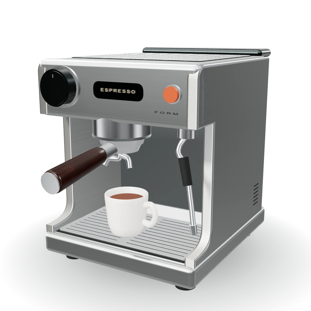 FORM espresso machine in brushed silver